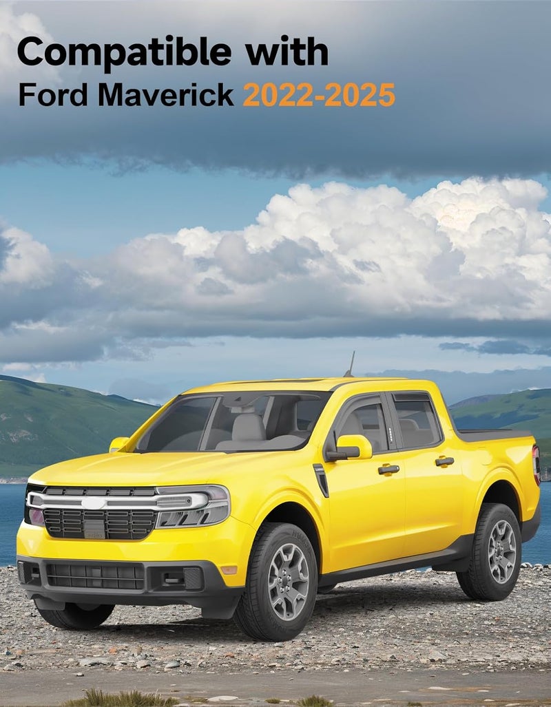 Deejecsun in-Channel Window Rain Guards Fit for Ford Maverick 2022 2023 2024 2025 2026 Rain Guard Extra Durable Window Deflectors Visors Truck Vent Visors Vent Shades Car Accessories - Image 2